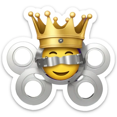 "Design a 'CinemaKing' emoji with a golden crown atop a silver film reel, symbolizing movie royalty. Use rich colors like gold, silver, and a royal purple background for a modern, regal look." sticker