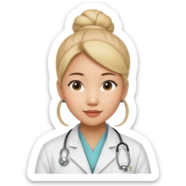 emoji of an asian woman with a bun who is a guru in the lab sticker