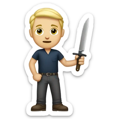 Blonde Man holding pocket knif sticker