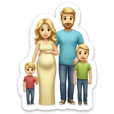 Family;blonde-dad,brown-haired-pregnant-mother, blond-haired-baby-boy sticker