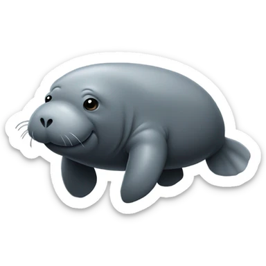 gray manatee emoji, black background sticker