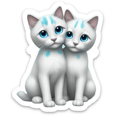 blue ragdoll on right, cyan ragdoll on left, they hug. sticker