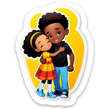 lightsking boy and black girl hugging  sticker
