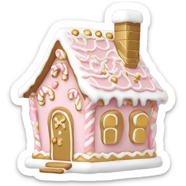 light pink and gold and white gingerbread house sticker