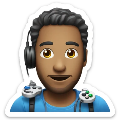 a man playing with a gaming gamepad sticker