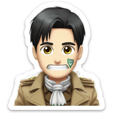 attack on titan capitan levi with christmas decoration sticker