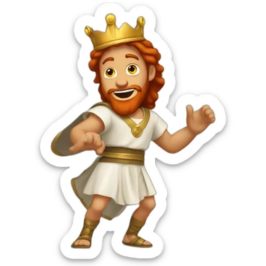 King David dancing red-haired biblical sticker