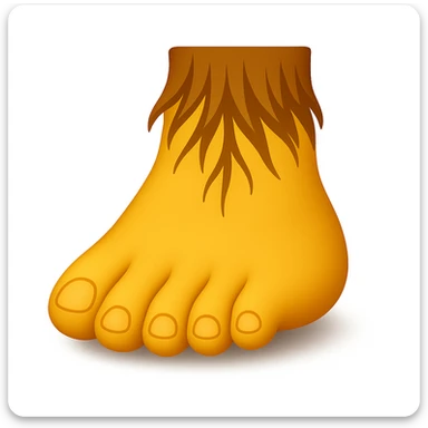 Create a single foot emoji that looks exactly like one of the feet in the reference image. Use classic emoji style with yellow color, matching the same shape and details of the foot in the reference. Add a slight shadow under the foot. sticker
