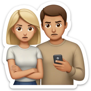 Guy whos girlfriend is messaging and trying to start an argument sticker