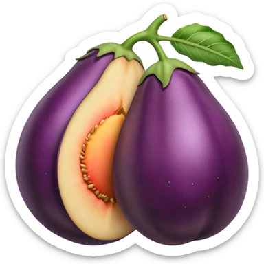 Eggplant stabbing a peach sticker