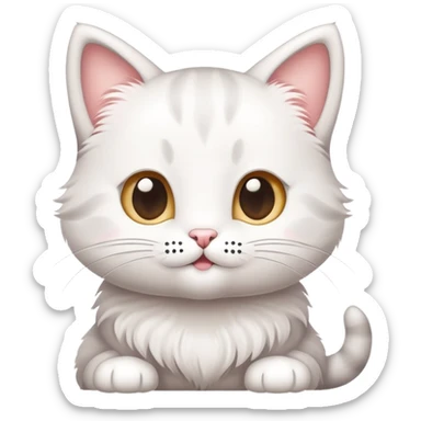 cute little kitty with speech bubbles with words "Hello" "Cześć" "Bonjour" sticker