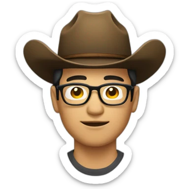 asian-man-wearing-glasses-big-cowboy-hat sticker