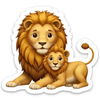 A lion with his cub. sticker