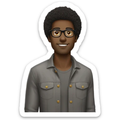 Black man Afro Black hair glasses sticker