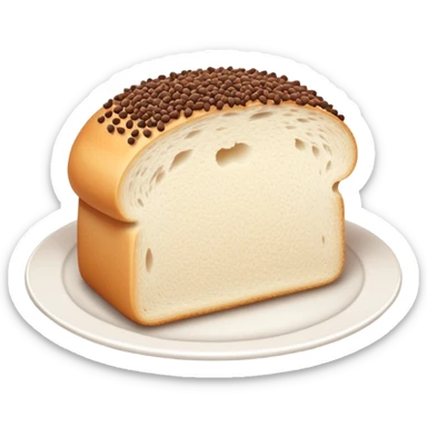 Slice of white bread on a white plate with chocolate sprinkles on top sticker