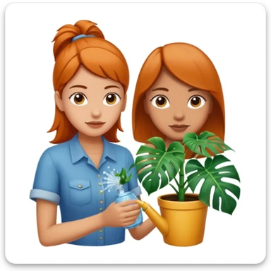 woman watering her monstera plant sticker