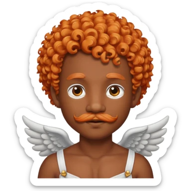 Black cupid with orange hair and mustache sticker