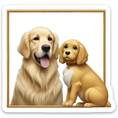 Golden retriever with Jesus sticker