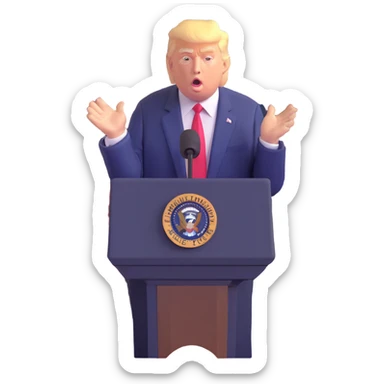 Donald Trump speaking at a rally sticker