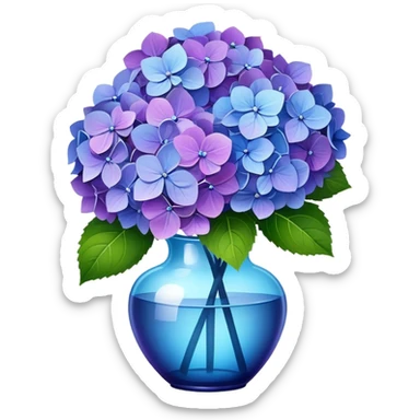A beautiful bouquet of purple and blue hydrangea flowers sticker