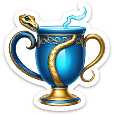 Triwizard Cup from Harry Potter with detailed snake-shaped handles, glowing blue sticker
