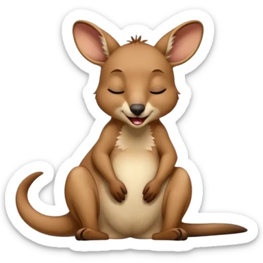 Cinematic Realistic Cute Yawning Kangaroo Portrait Emoji, Head tilted slightly with a dramatic, wide-open yawn, showcasing a soft, textured tawny coat with gently drooping ears and half-closed, drowsy eyes, rendered in exquisite natural detail, high shine, relaxed yet expressive, styled with a dash of rustic charm, soft glowing outline, capturing the essence of a sleepy yet affectionate kangaroo that appears ready to stretch out and settle into a peaceful nap! sticker