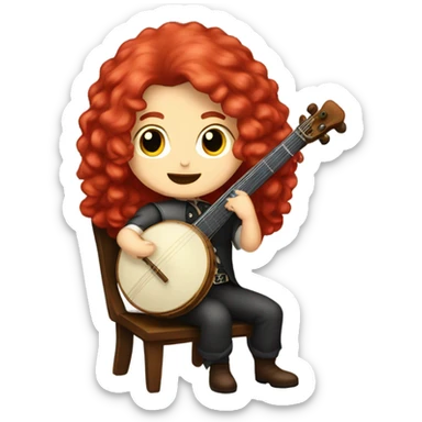 Antonio Vivaldi Red haired wig chibi sitting chair banjo sticker