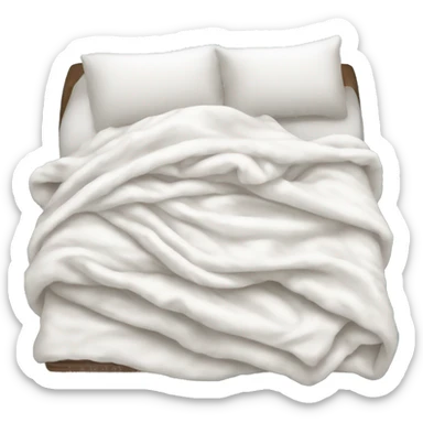 thick white messy blanket lying on doube bed sticker