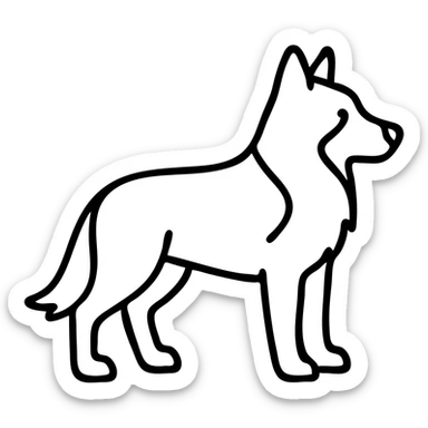 Black and white shepherd dog outline with distinct markings sticker