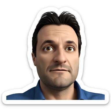 blue shirt portrait of male sticker