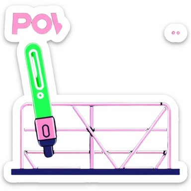 green and pink K-Pop lightstick with 'POWERLINE' text, surrounded by cheering fans and stage lights, energetic concert scene sticker