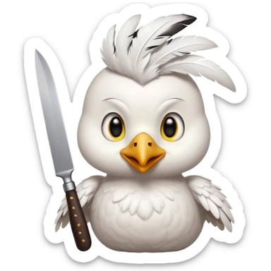 little chicken holding knive sticker
