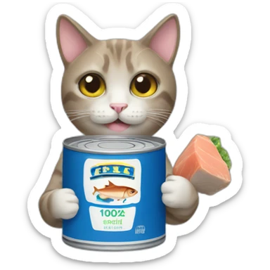 A cat holding a can of tuna sticker