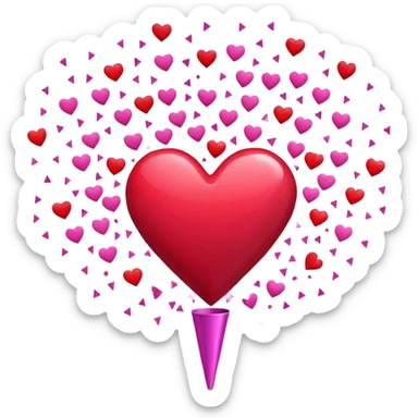 party popper that shooting out heart confetti sticker