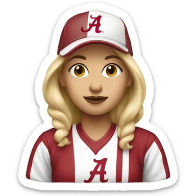 Blonde women wearing Alabama sweatshirt and hat  sticker