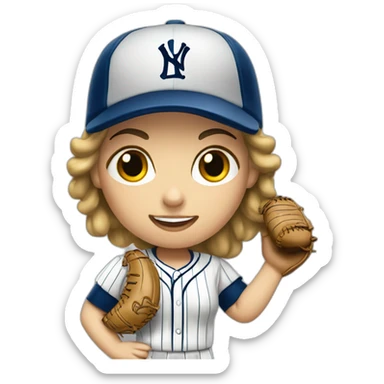 Emoji mujer profesora con un bate de béisbol sticker