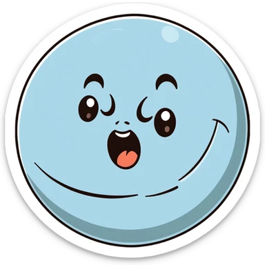 full moon with a yawning sleepy face and droopy eyes sticker