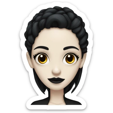 goth woman, has very pale skin, black hair sticker