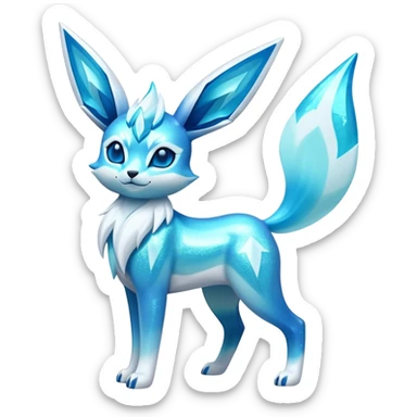 Shiny Exotic Tropical Colorful Neon-colored Glittery Ethereal Sparkly Glaceon-Amaura-Aurorus-Fakémon-hybrid-creature (full body)  sticker