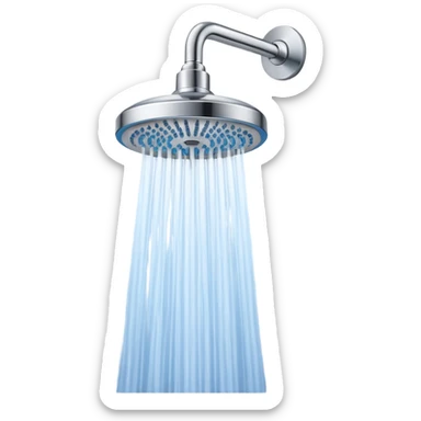 “Flat icon-style emoji of a wall-mounted shower head, blue and gray tones, clean vector design” sticker