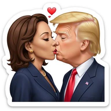 Trump and Kamala kissing sticker