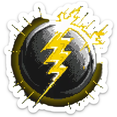 Glowing yellow orb with speed lines, color #eab308 with lighter glow, motion lines, lightning bolt symbol, dynamic energetic appearance sticker