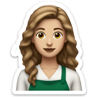 white female starbucks barista with brown hair sticker