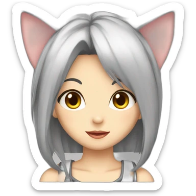 femme anime oreille de chat sticker