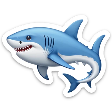 un tiburón con zapatillas azules sticker