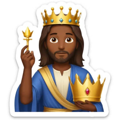 Dark skin Jesus Christ holding a crown in hand sticker