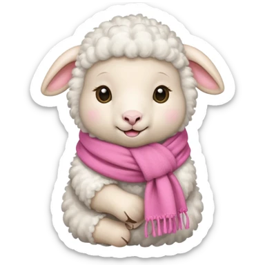 baby sheep with pink scarf sticker