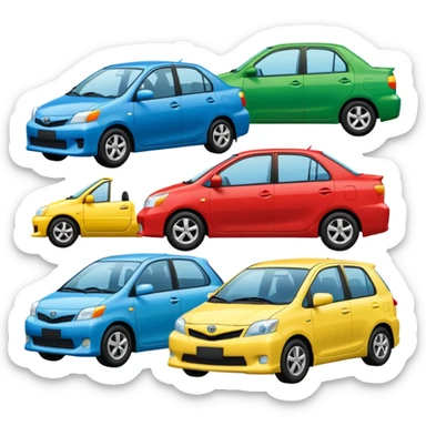 group of 4 Toyota cars emoji style sticker