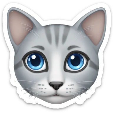 Heute cat with Blue eyes, grey ears and grey nose and grey laps sticker