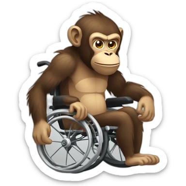 angry monke with small ferocious eyes cute wheelchair sticker